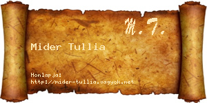 Mider Tullia névjegykártya